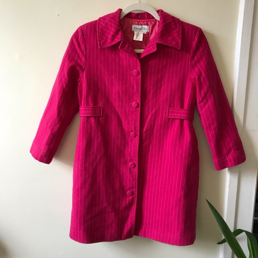 Christian Dior Kid Pink/white Stripped Wool Coat ✨ - Picture 2 of 10
